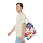 Red, White & Blue Flowers, Everyday Tote Bag w Cotton Handles