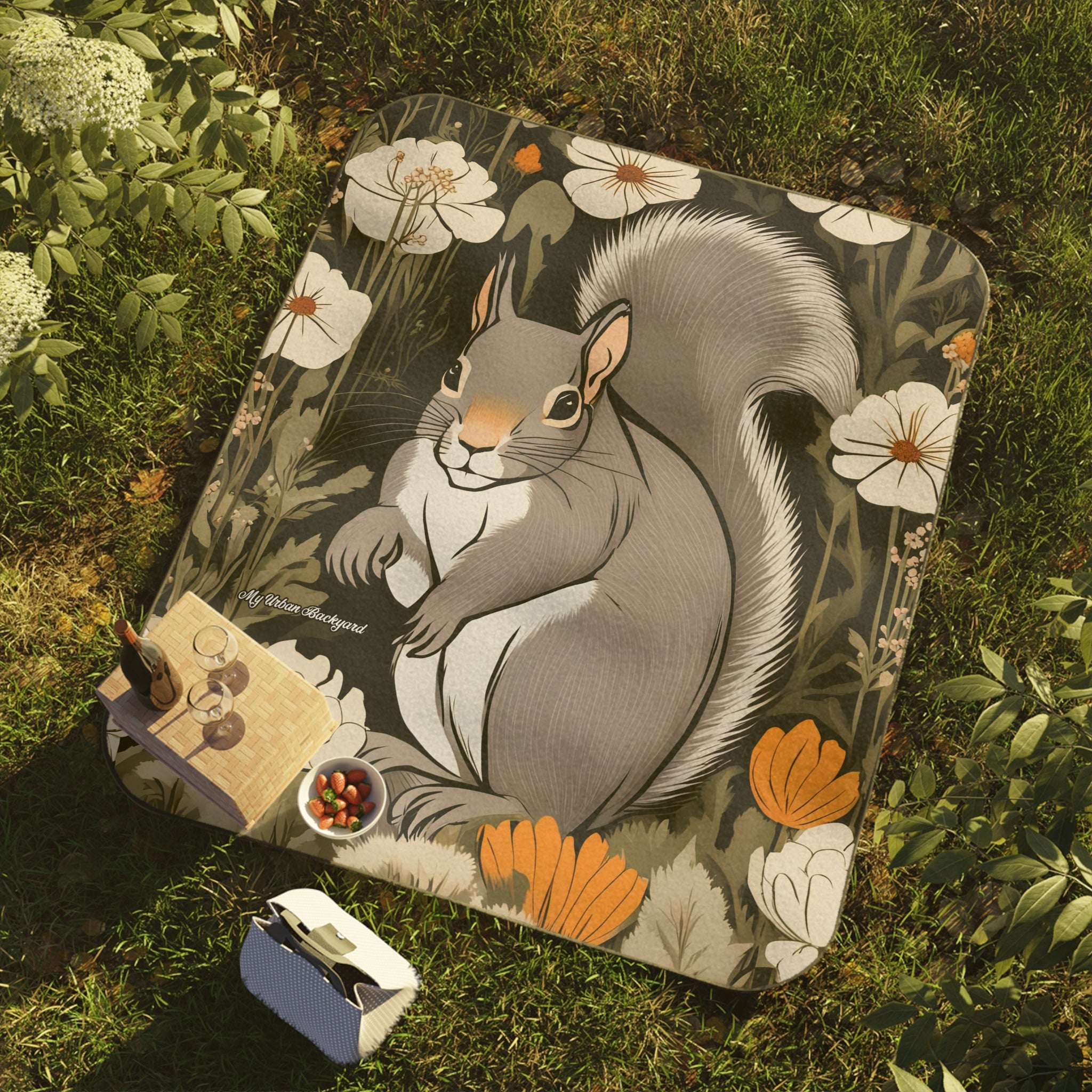 Whimsical Squirrel Picnic Blanket - Perfect for Outdoor Adventures, 51" × 61"