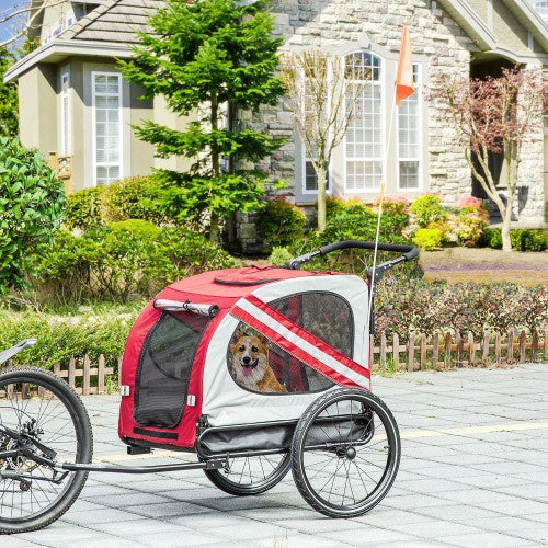 2-in-1 Pet Stroller And Bike Trailer, For Small Pets, Red