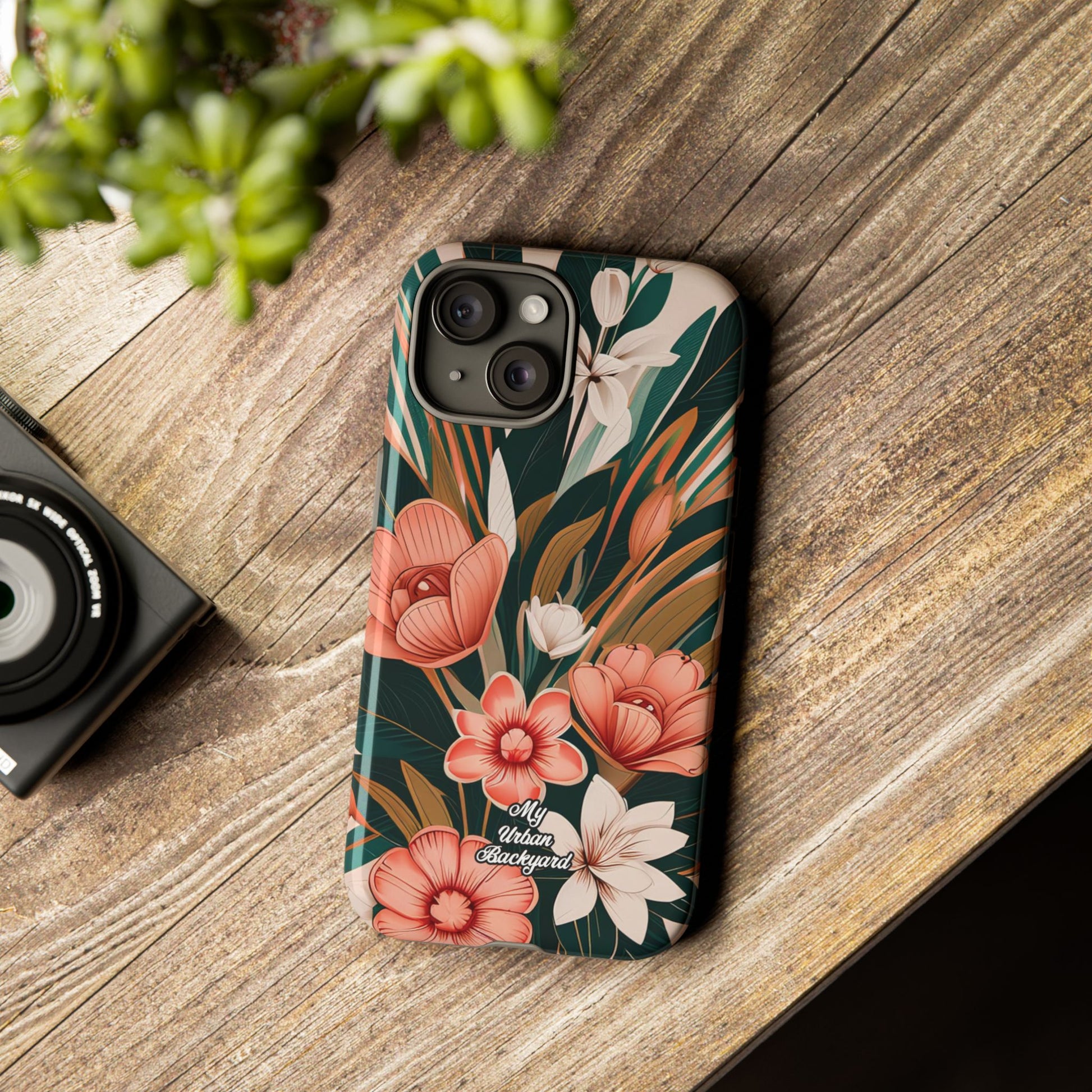 Peach Art Deco Flowers, Cell Phone Case - Apple, Samsung, Google Pixel