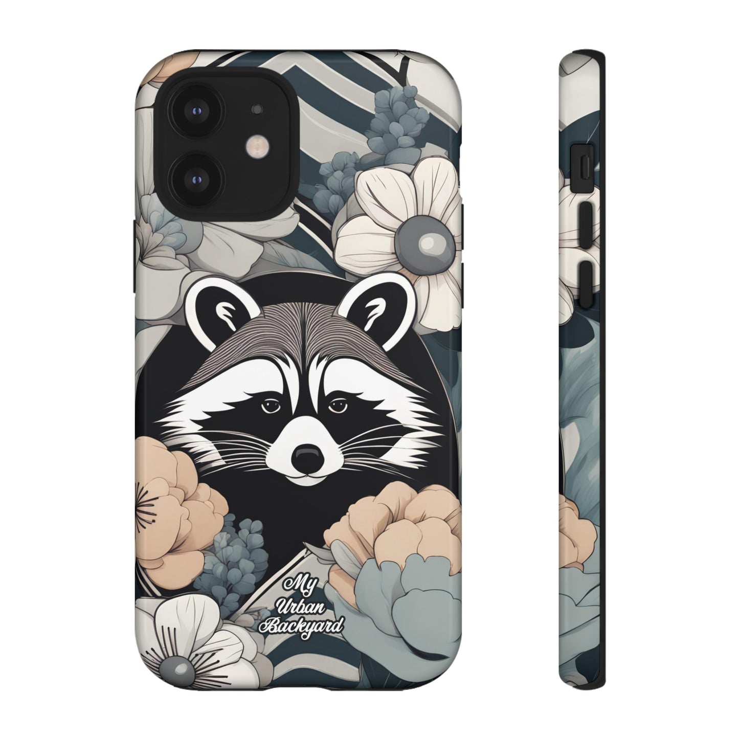 Art Deco Raccoon with Flowers, Cell Phone Case - Apple, Samsung, or Google Pixel