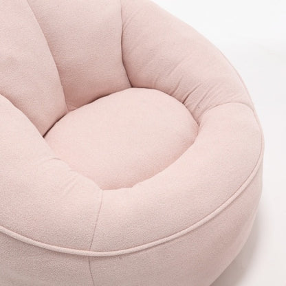 Bean Bag Chair With Footrest, Compressed High Pressure Foam, Pink