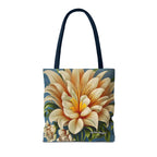 Large White Flower Tote Bag with Cotton Handles For Everyday Use, 3 Sizes