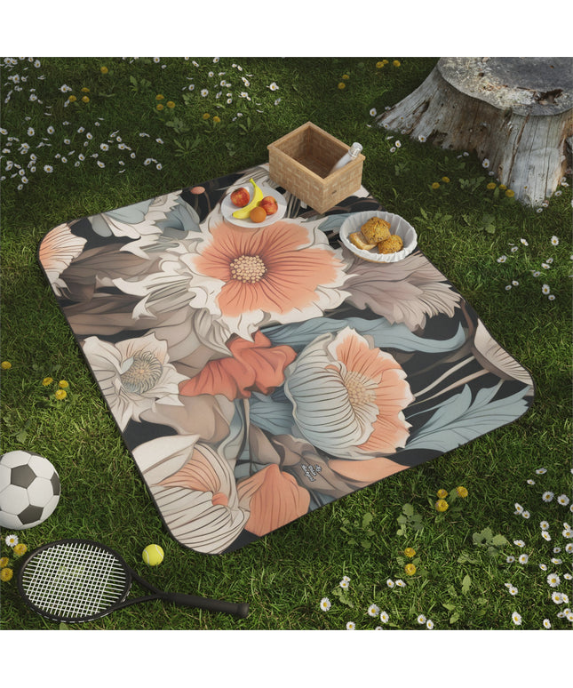 Muted Wildflower Bouquet, Outdoor Picnic Blanket with Soft Fleece Top, Water-Resistant Bottom, 61" × 51"
