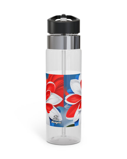 Red White & Blue Flowers, 20oz Sport Water Bottle, BPA-Free, Tritan™ plastic