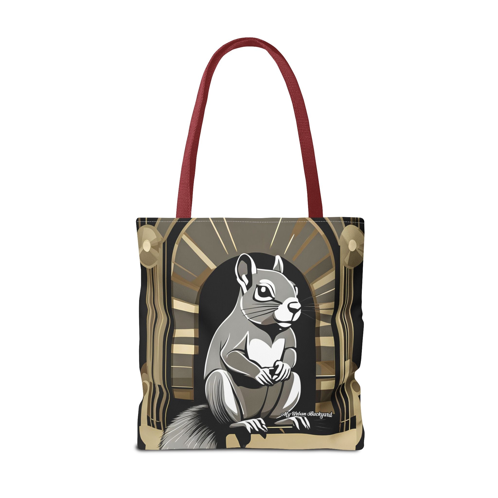 Art Deco Squirrel, Tote Bag with Cotton Handles For Everyday Use, 3 Sizes