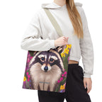 Raccoon and Flowers Tote Bag with Cotton Handles For Everyday Use, 3 Sizes