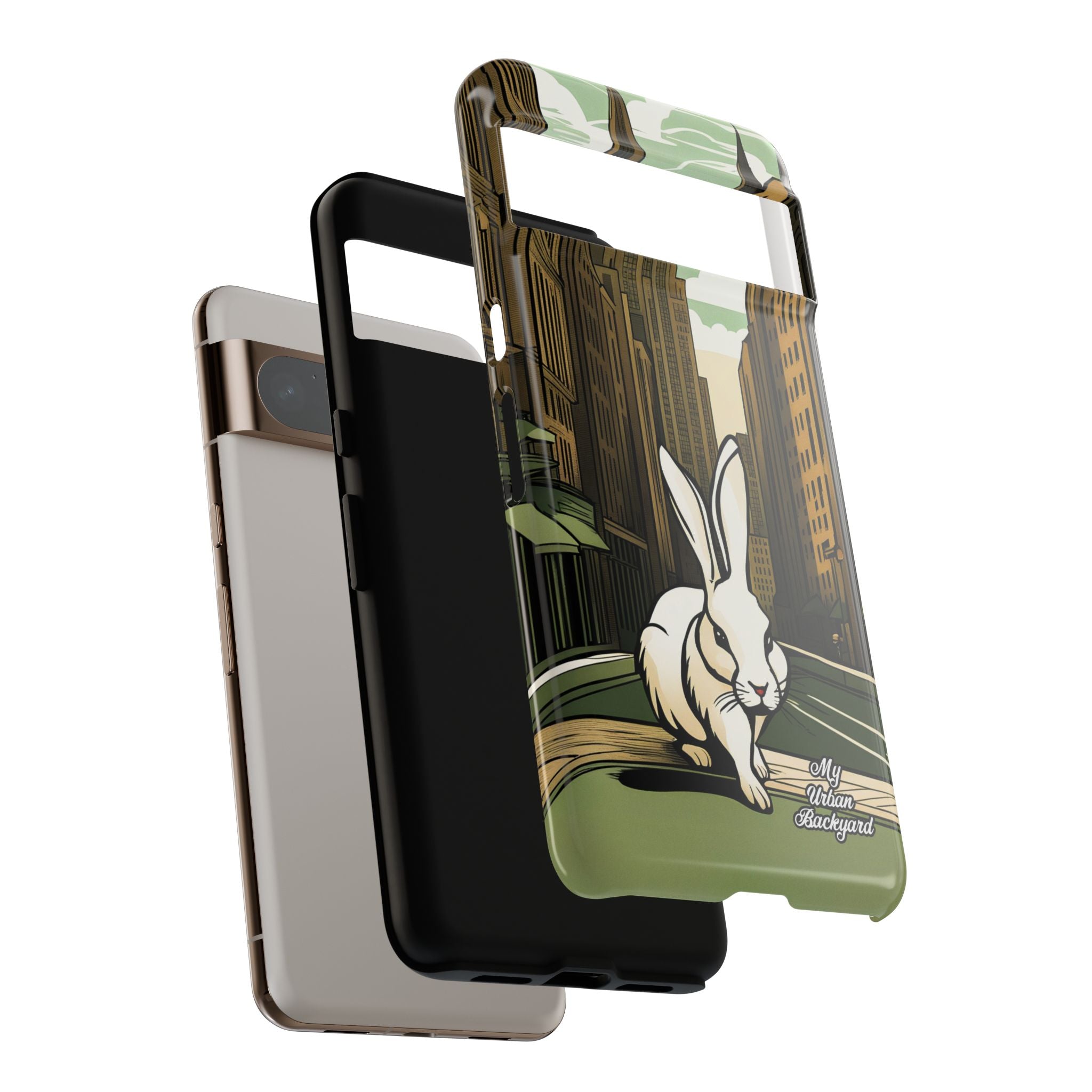 White Rabbit on a City Street, Cell Phone Case - Apple, Samsung, Google Pixel