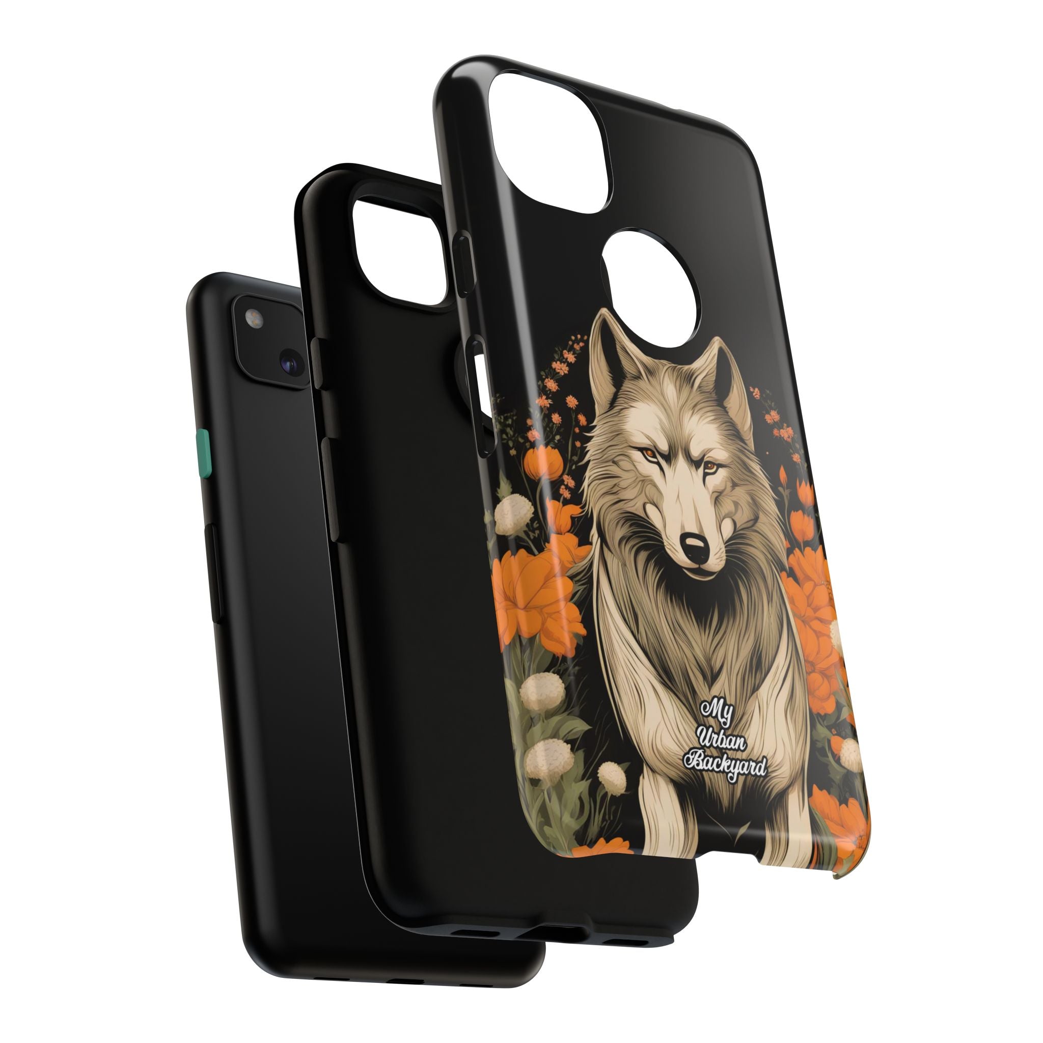 Wolf with Flowers, Animal Cell Phone Case - Apple, Samsung, Google Pixel