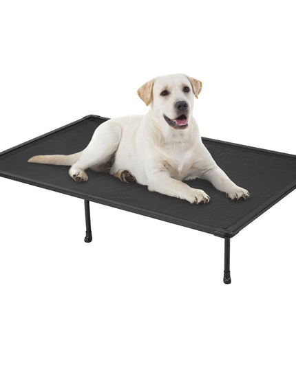 Veehoo Chewproof Elevated Dog Bed - Cooling Raised Pet Cot, Breathable Mesh, Washable & Non-Slip for Large Dogs, Indoor/Outdoor, Black Mat and Black Frame, 59x37inches (Model CWC2203A03)