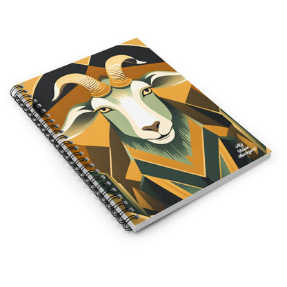 Art Deco Goat, Spiral Notebook Writing Journal - 118 Ruled Pages