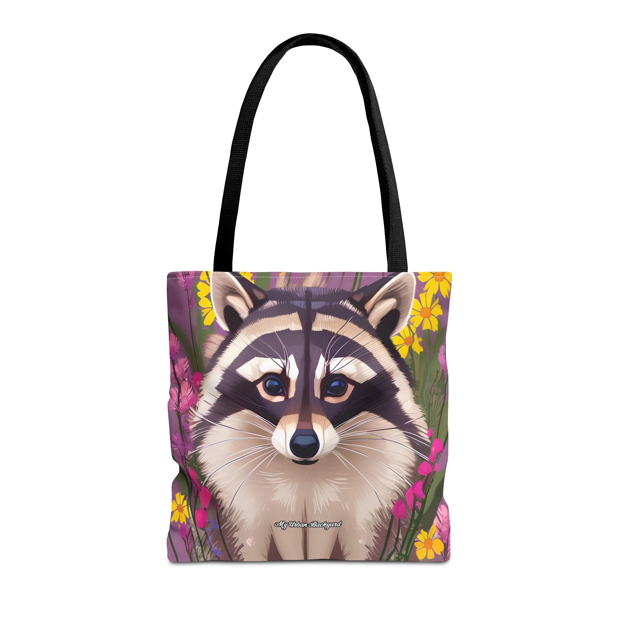 Raccoon and Flowers Tote Bag with Cotton Handles For Everyday Use, 3 Sizes