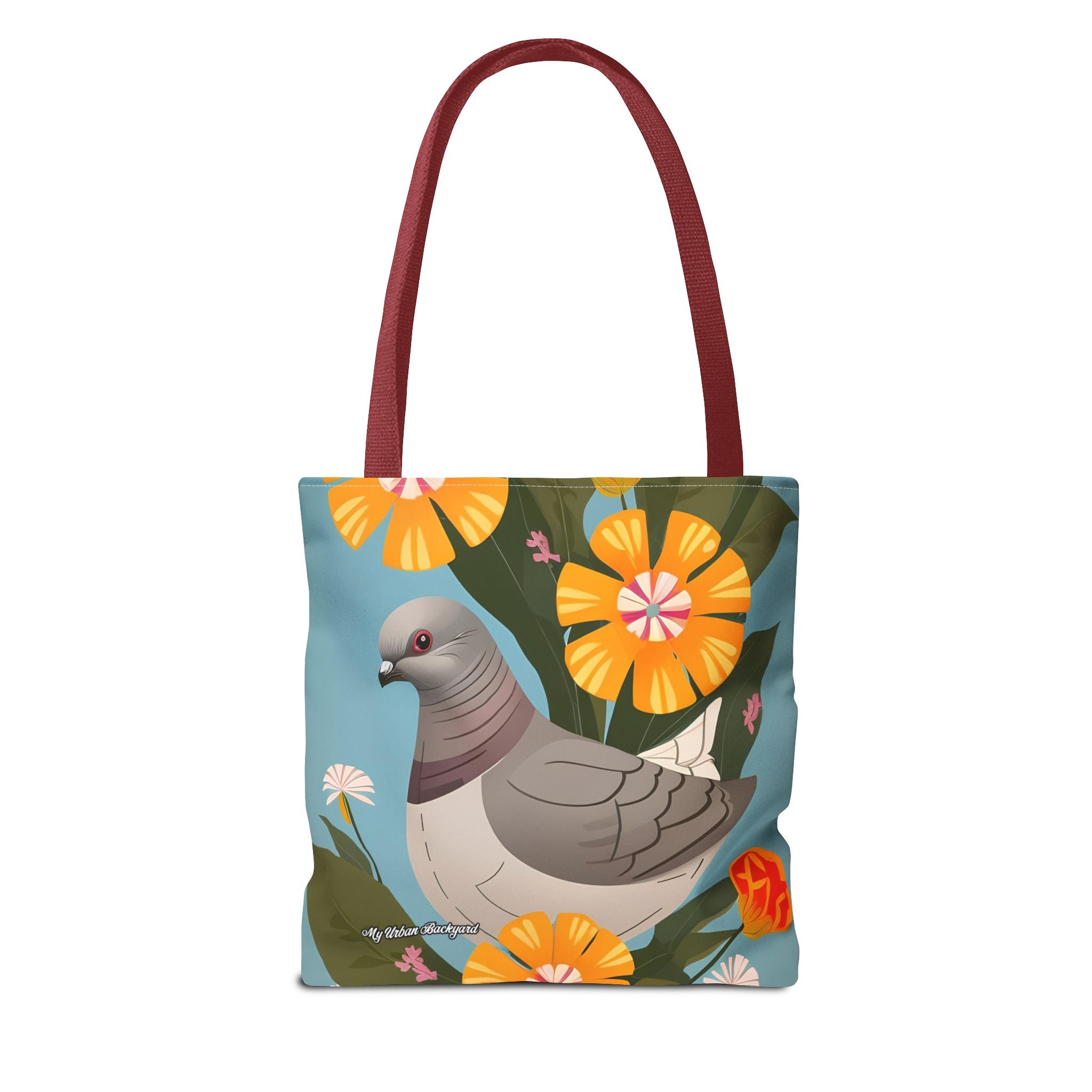 Pigeon and Yellow Flowers Tote Bag with Cotton Handles For Everyday Use, 3 Sizes