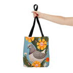 Pigeon and Yellow Flowers Tote Bag with Cotton Handles For Everyday Use, 3 Sizes