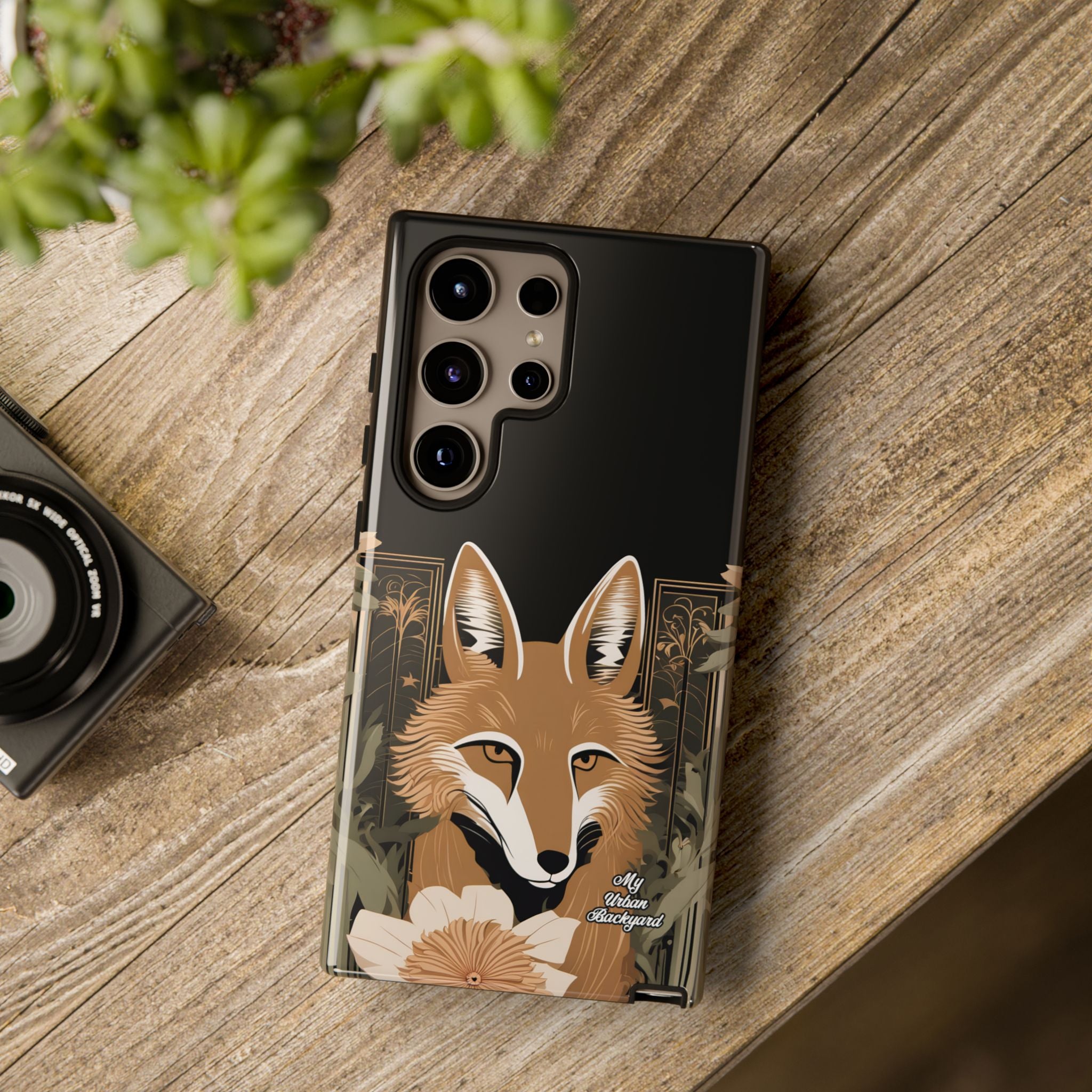 Art Deco Coyote with Flower, Cell Phone Case - Apple, Samsung, Google Pixel