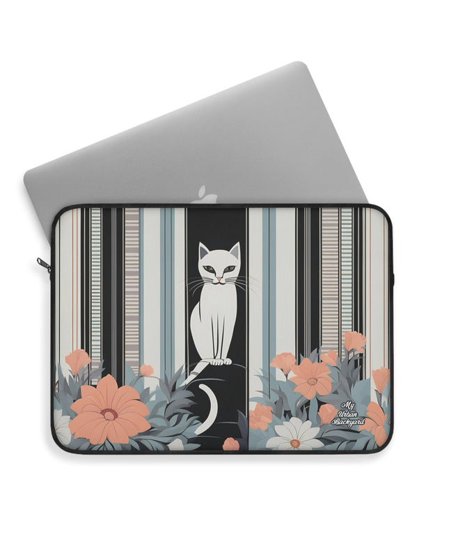 White Cat, Laptop Carrying Case, Top Loading Sleeve for School or Work