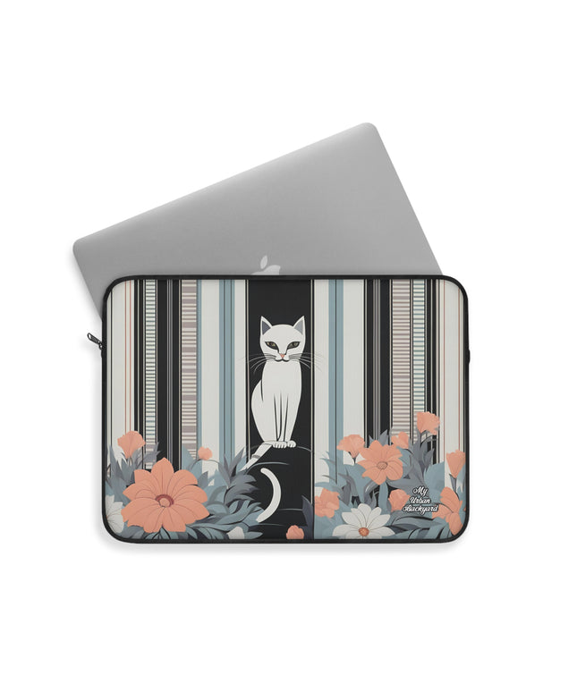 White Cat, Laptop Carrying Case, Top Loading Sleeve for School or Work