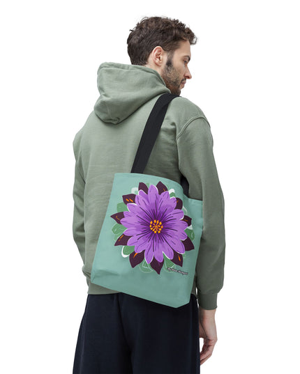 Purple Flower Tote Bag with Cotton Handles For Everyday Use, 3 Sizes