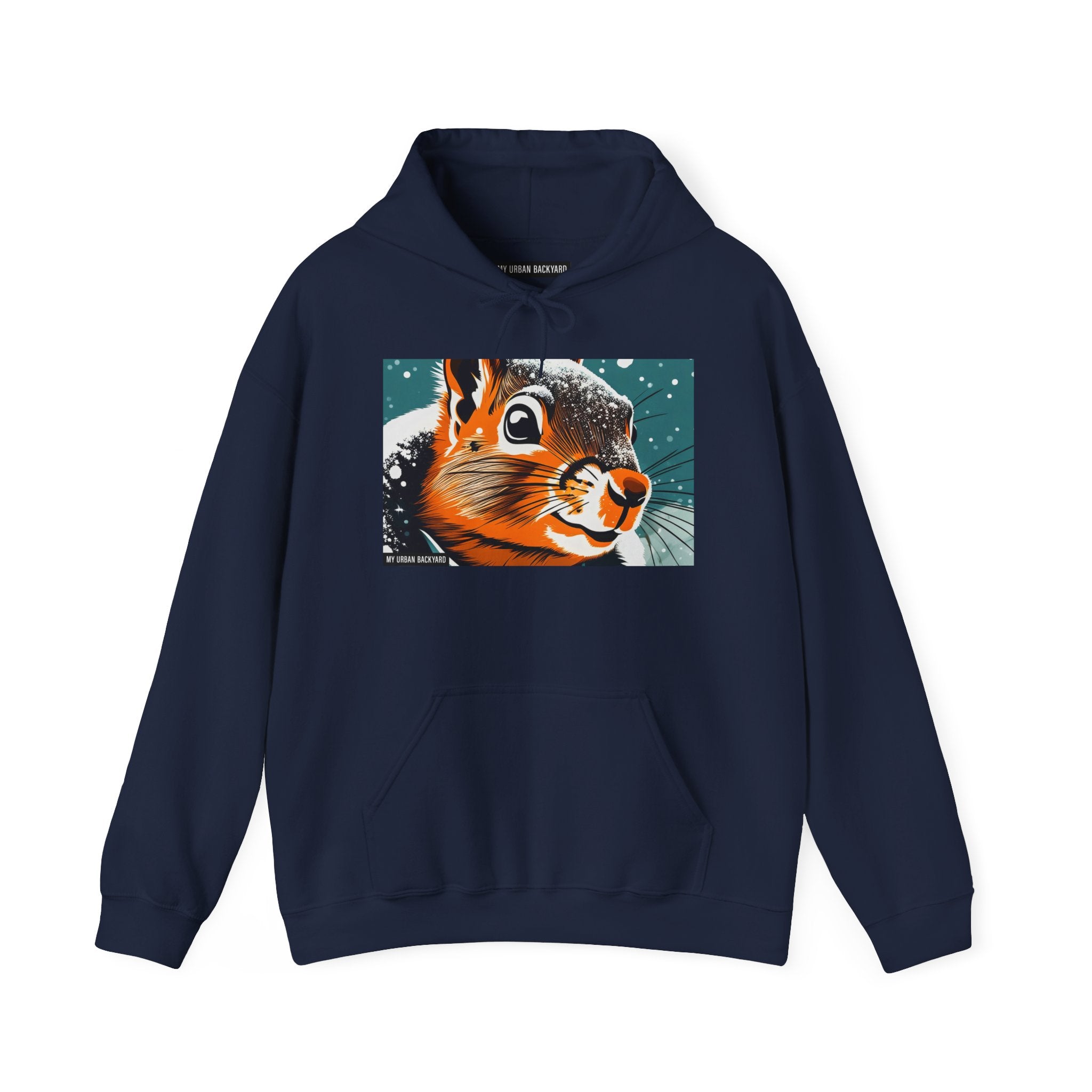 Winter Squirrel Sweatshirt - Unisex Heavy Blend Hooded, Cute Animal Apparel, Winter Fashion, Gift for Nature Lovers, Snowy Days, Cozy Wear