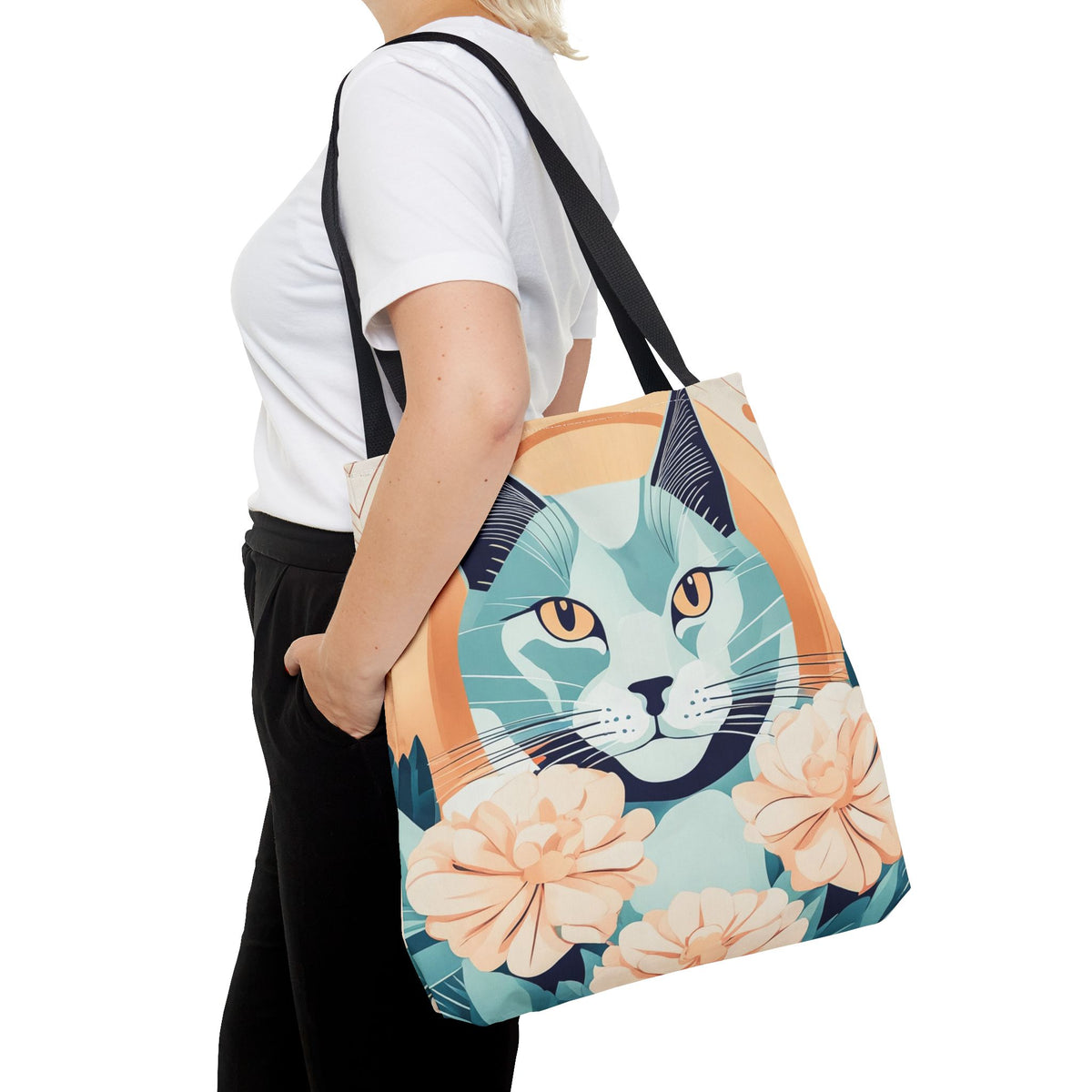 Leo Bluemane, Floral Cat Tote Bag