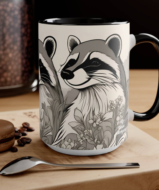 Ceramic Mug for Coffee, Tea, Hot Cocoa. Home/Office, Three Raccoons
