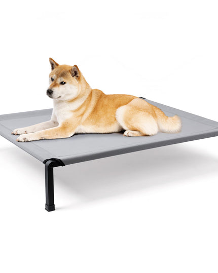 Heeyoo Elevated Dog Bed, Cooling Raised Pet Cot with Chew Proof Mesh Fabric and Steel Frame, Portable Dog Cot Bed with No-Slip Rubber Feet for Outdoor Indoor Use