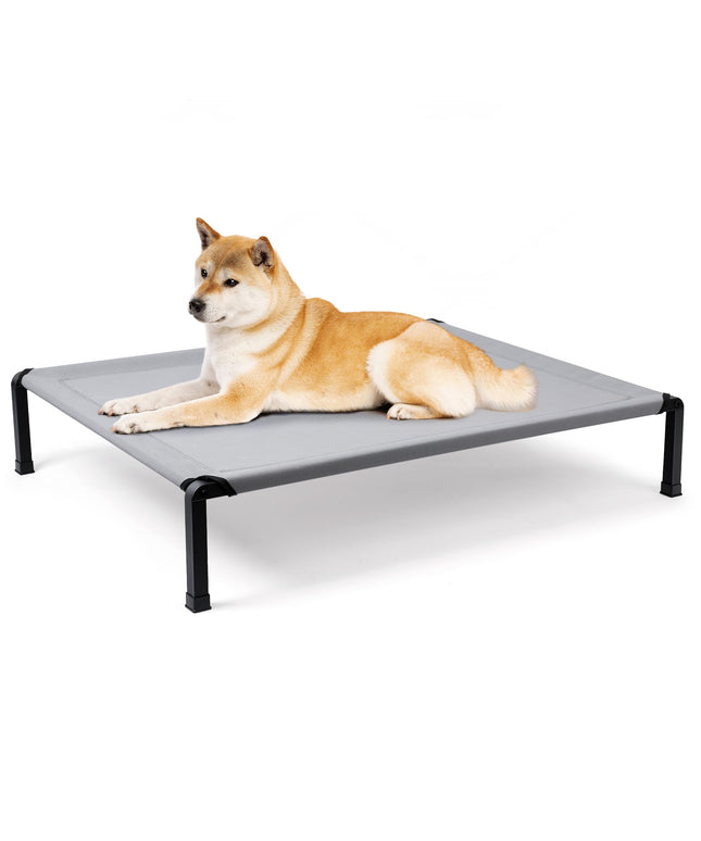 Heeyoo Elevated Dog Bed, Cooling Raised Pet Cot with Chew Proof Mesh Fabric and Steel Frame, Portable Dog Cot Bed with No-Slip Rubber Feet for Outdoor Indoor Use