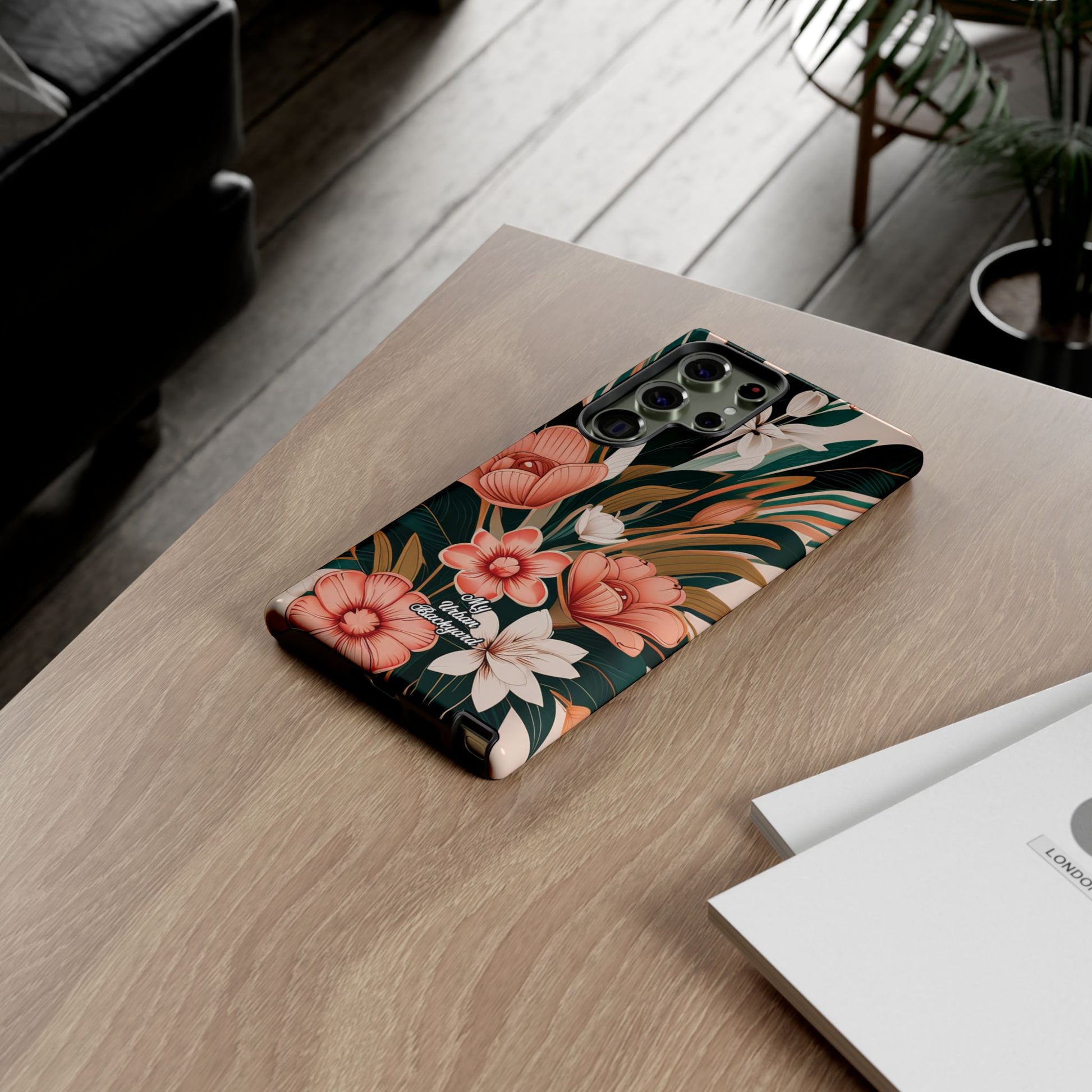 Peach Art Deco Flowers, Cell Phone Case - Apple, Samsung, Google Pixel
