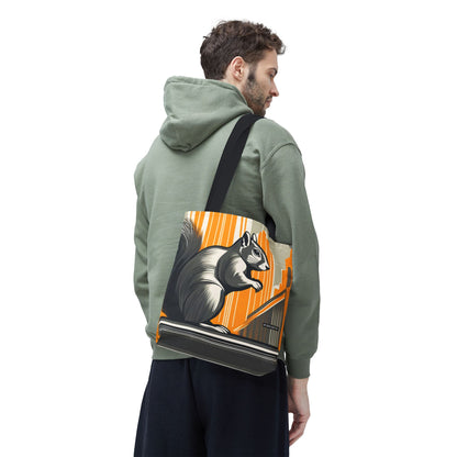 Art Deco Squirrel, Everyday Tote Bag w Cotton Handles