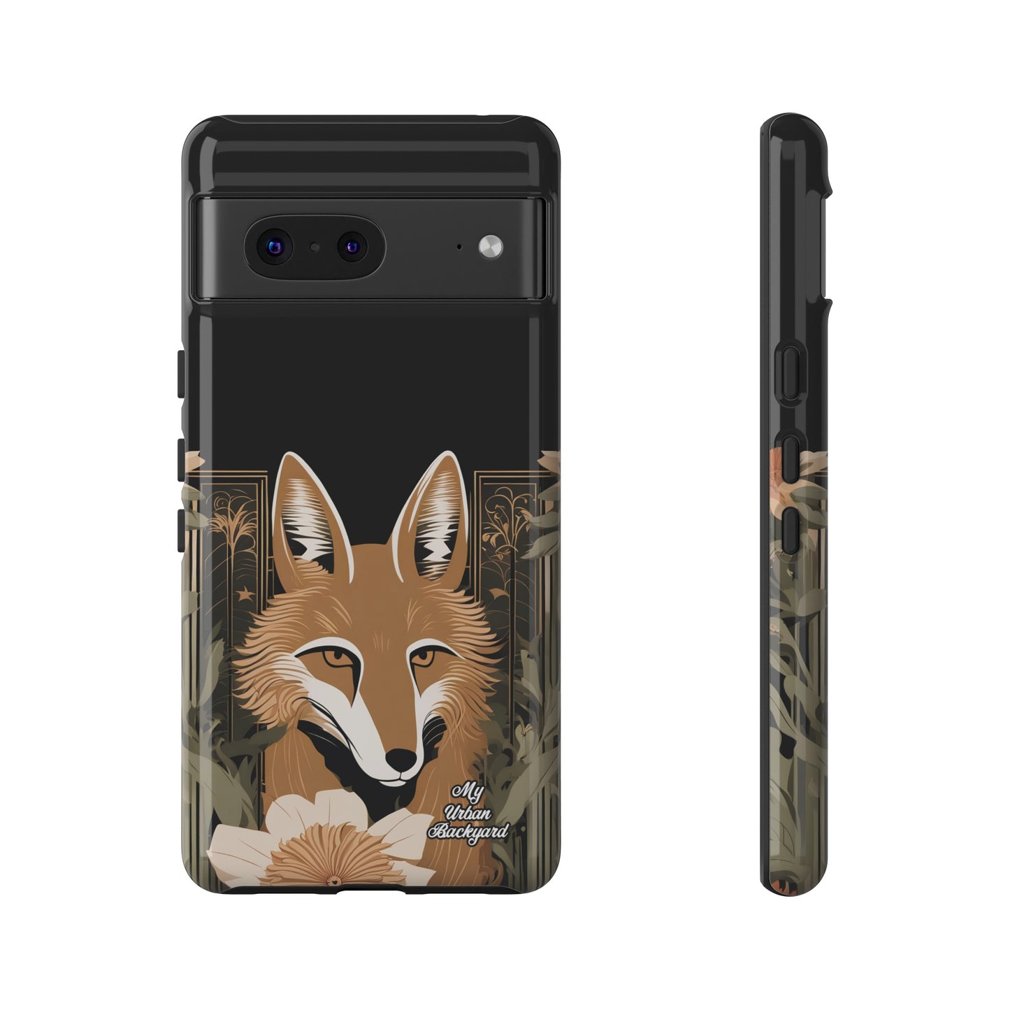 Art Deco Coyote with Flower, Cell Phone Case - Apple, Samsung or Google Pixel