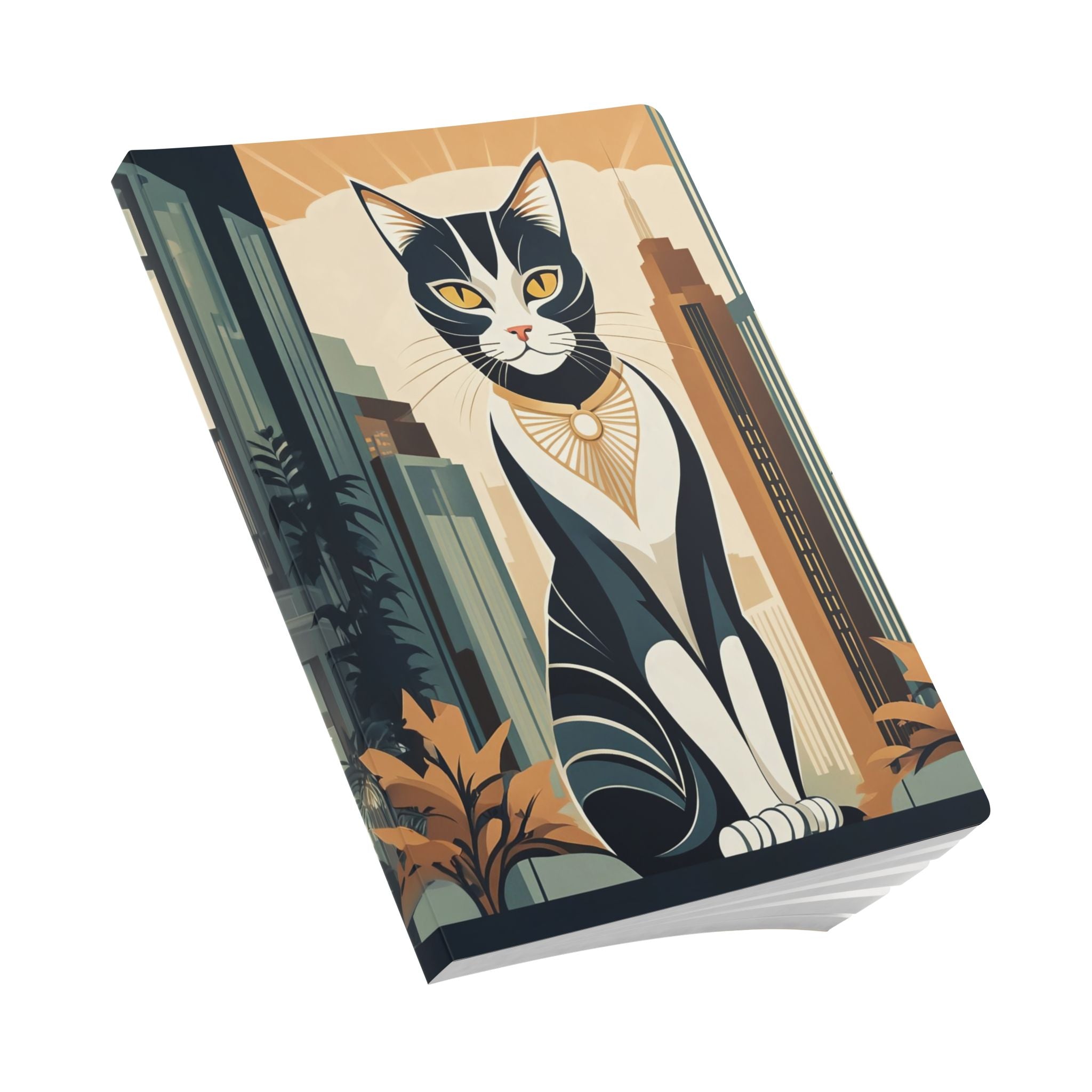 Art Deco City Cat Softcover Journal