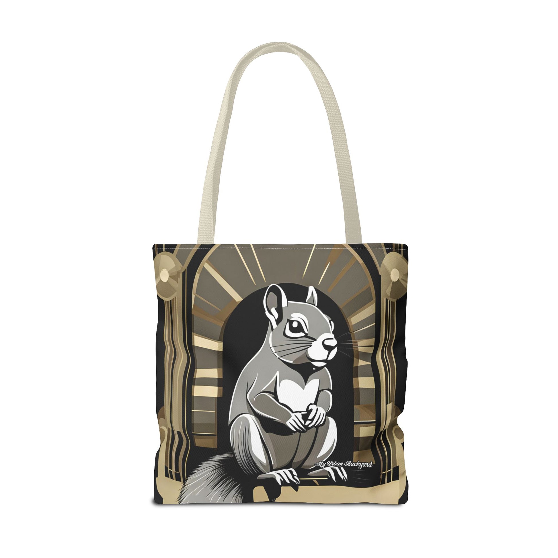 Art Deco Squirrel, Tote Bag with Cotton Handles For Everyday Use, 3 Sizes