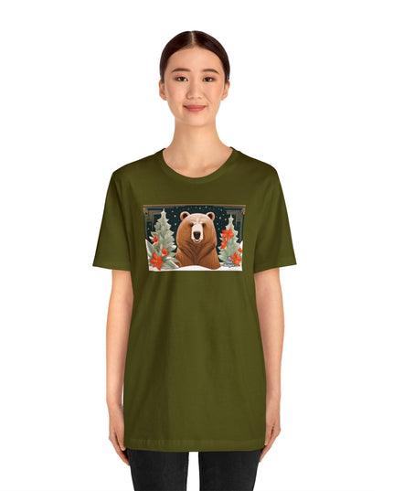 Art Deco Holiday Bear, Soft 100% Jersey Cotton T-Shirt, Unisex, Short Sleeve, Retail Fit