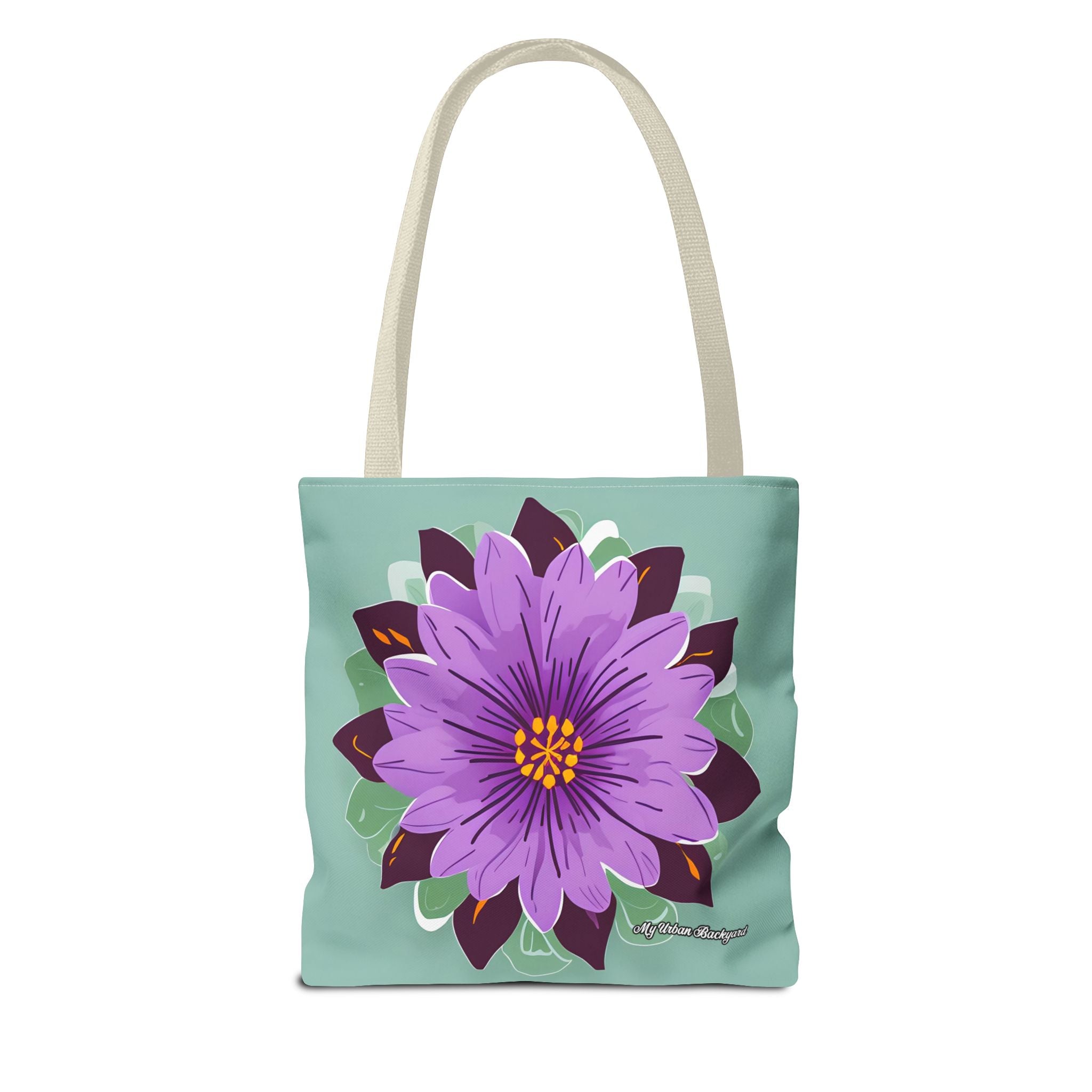 Purple Flower Tote Bag with Cotton Handles For Everyday Use, 3 Sizes