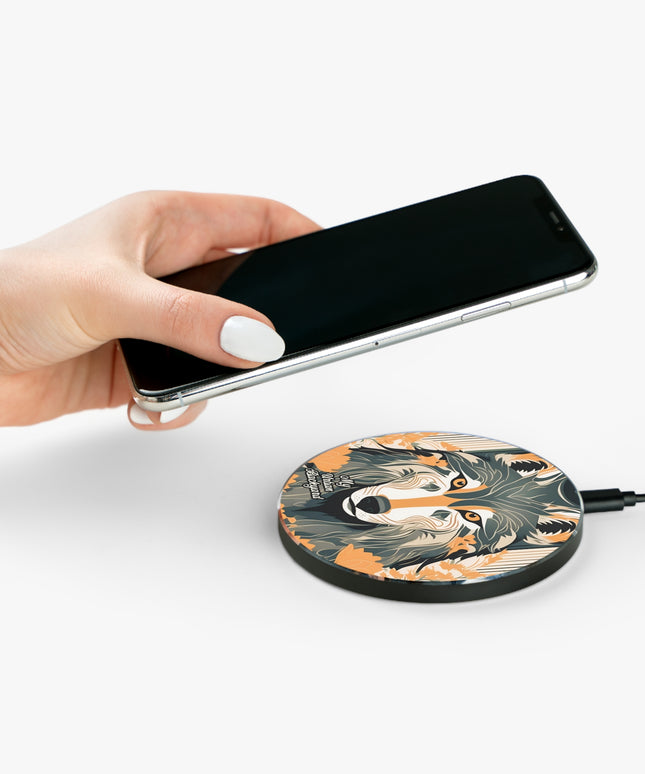 Dorian Greyfang 10W Wireless Charger for iPhone, Android, Earbuds - Wolf Design