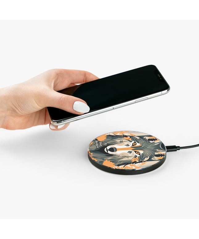Dorian Greyfang 10W Wireless Charger for iPhone, Android, Earbuds - Wolf Design