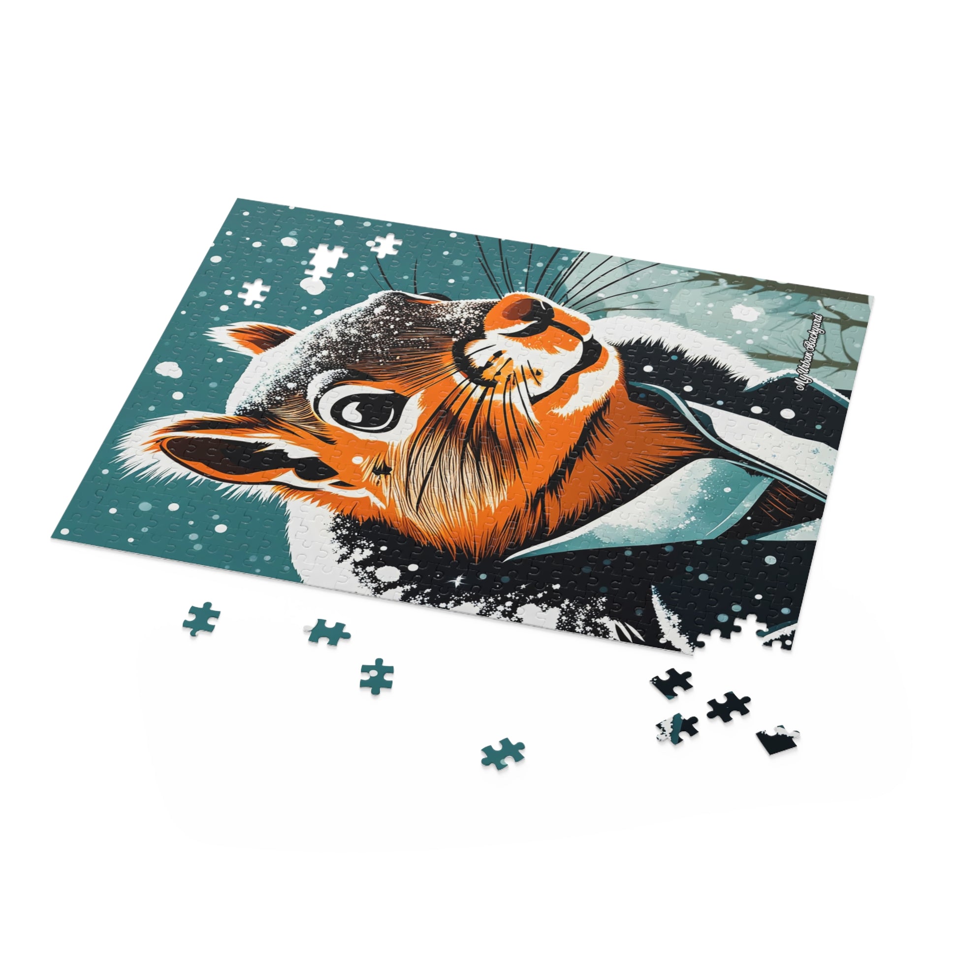 Winter Squirrel Jigsaw Puzzle, Holiday Fun, Family Game Night, Cozy Indoor Activity, Gift for Animal Lovers, (120, 252, or 500-Piece)