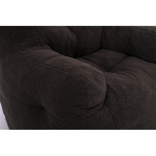 Soft Teddy Tufted Foam Bean Bag Chair, Dark Gray