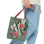 White and Red Wildflowers Tote Bag with Cotton Handles For Everyday Use, 3 Sizes