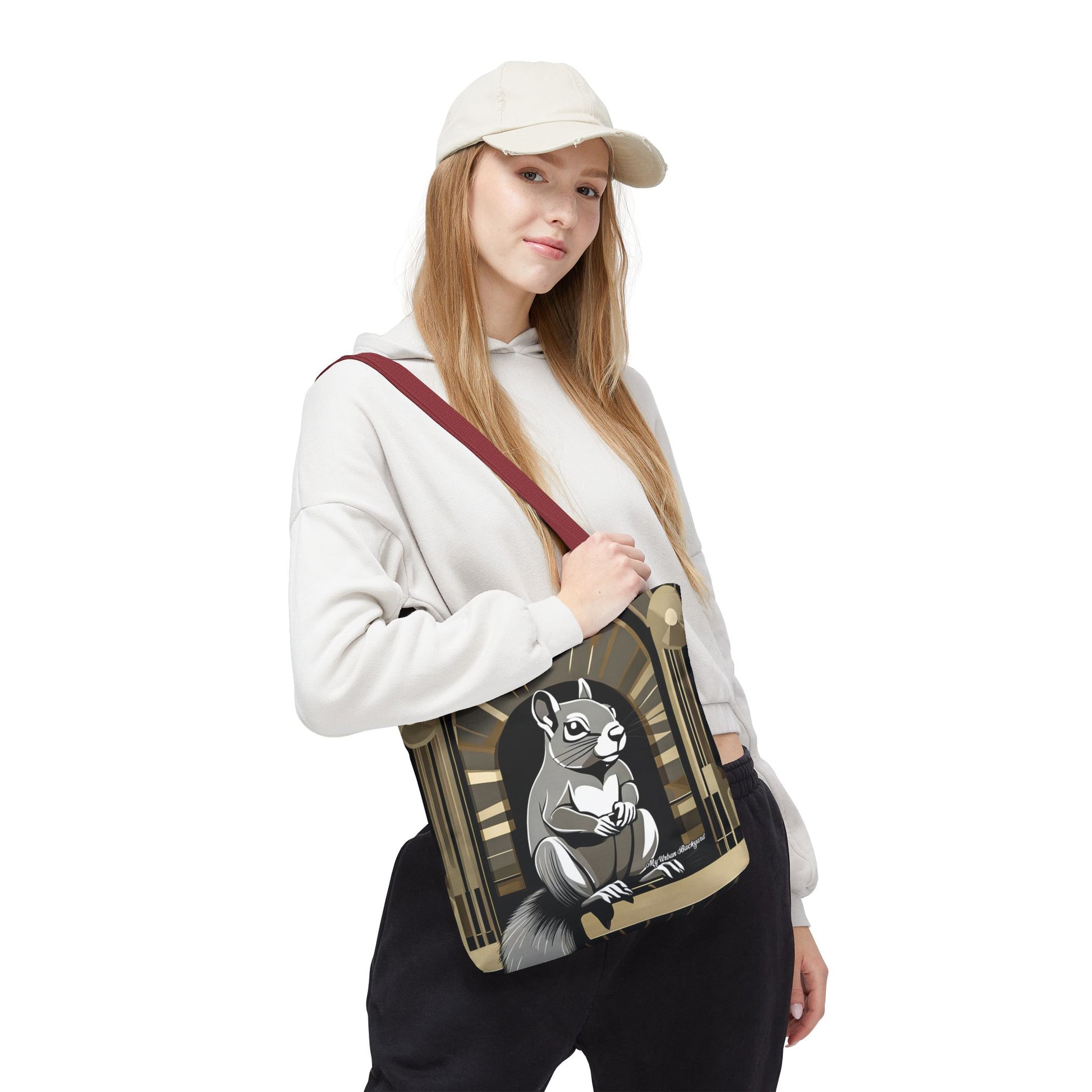 Art Deco Squirrel, Tote Bag with Cotton Handles For Everyday Use, 3 Sizes