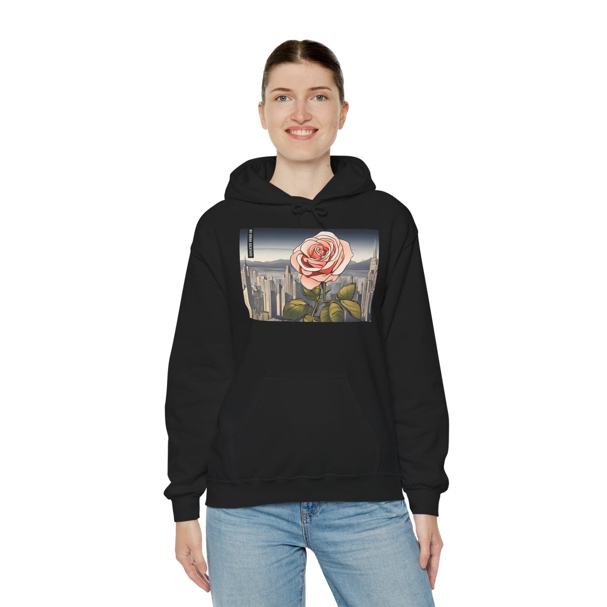City Rose Unisex Hoodie - Cozy Gift for Plant Lovers, Floral Sweatshirt for Spring, Comfortable Everyday Wear, Birthday Present