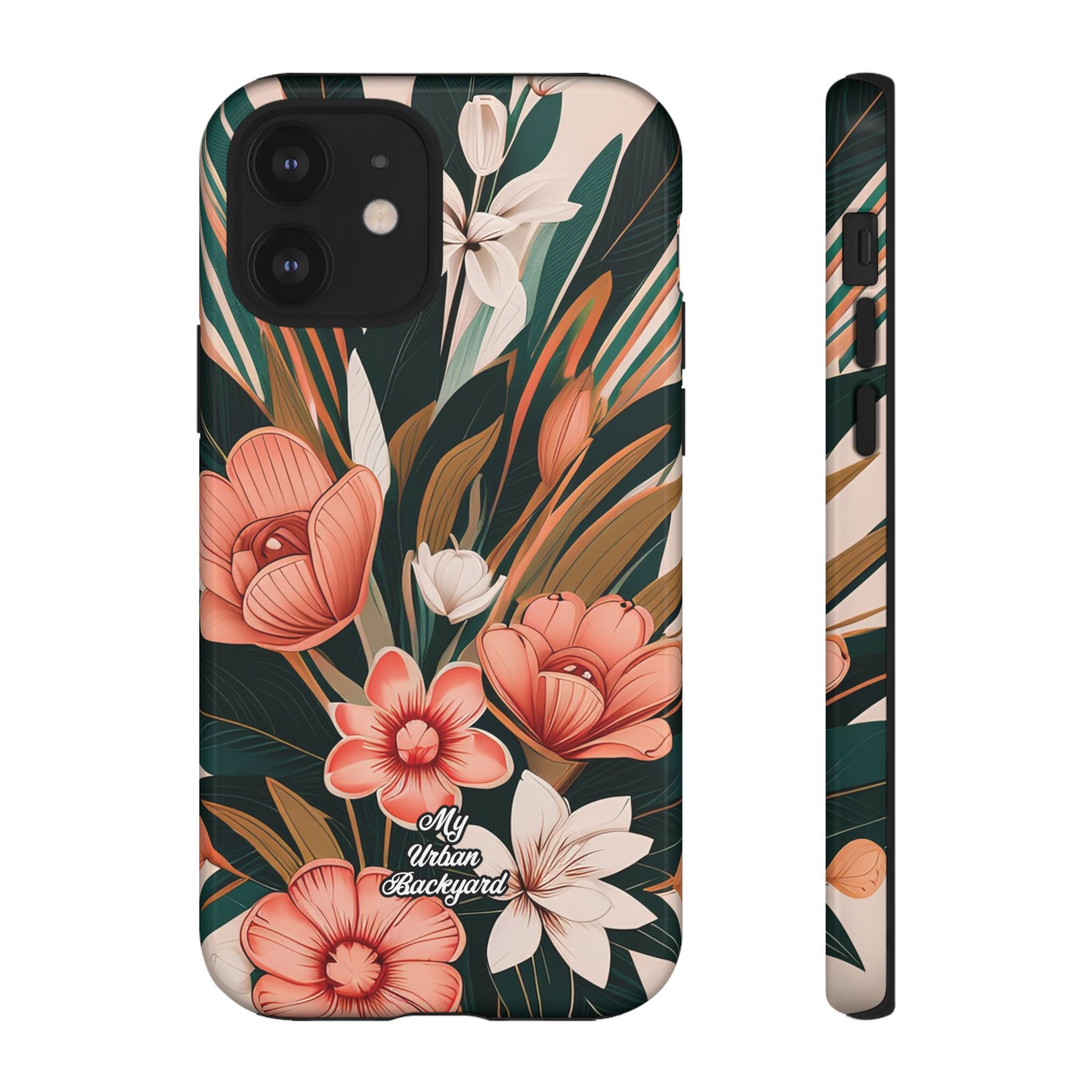Peach Art Deco Flowers, Cell Phone Case - Apple, Samsung, Google Pixel