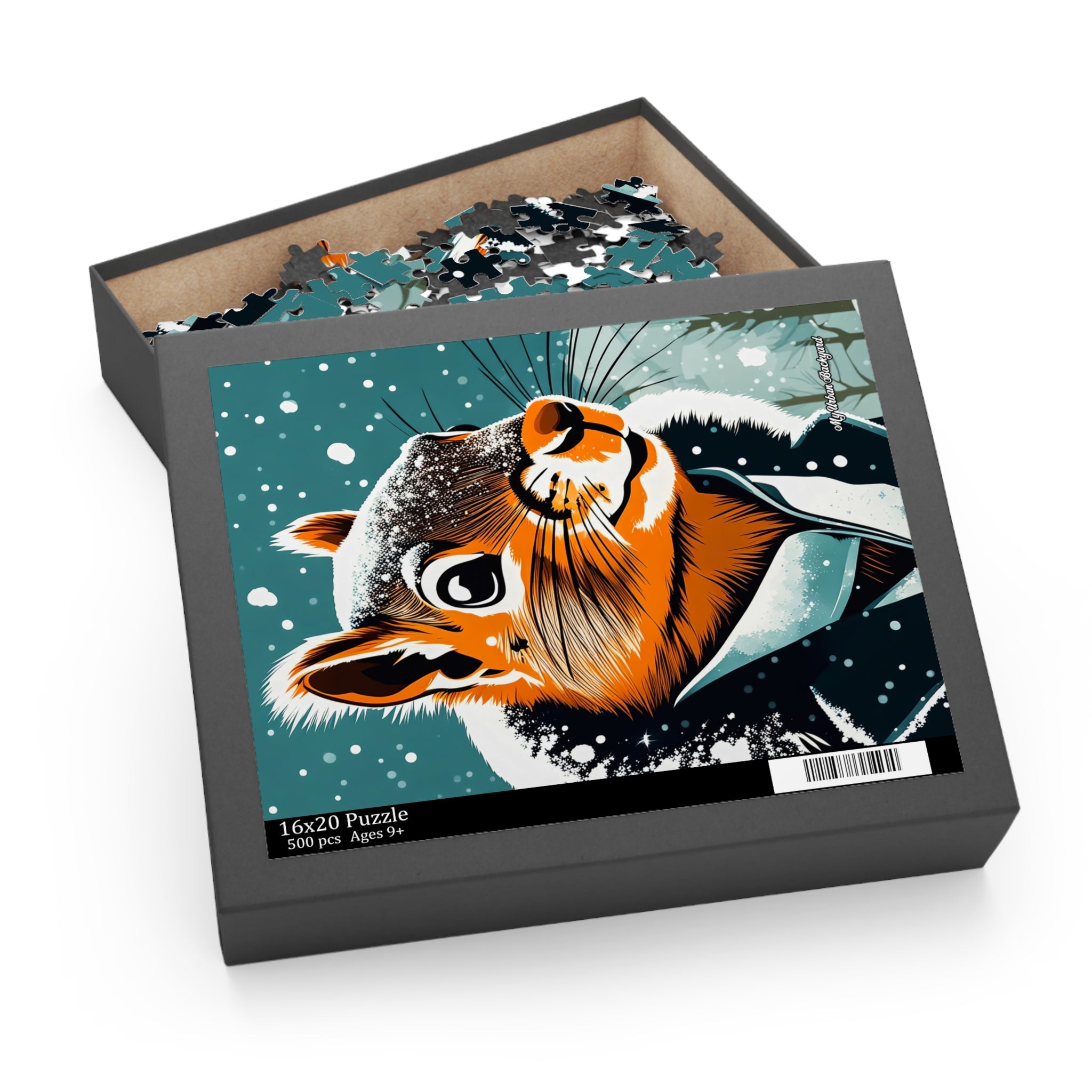 Winter Squirrel Jigsaw Puzzle, Holiday Fun, Family Game Night, Cozy Indoor Activity, Gift for Animal Lovers, (120, 252, or 500-Piece)