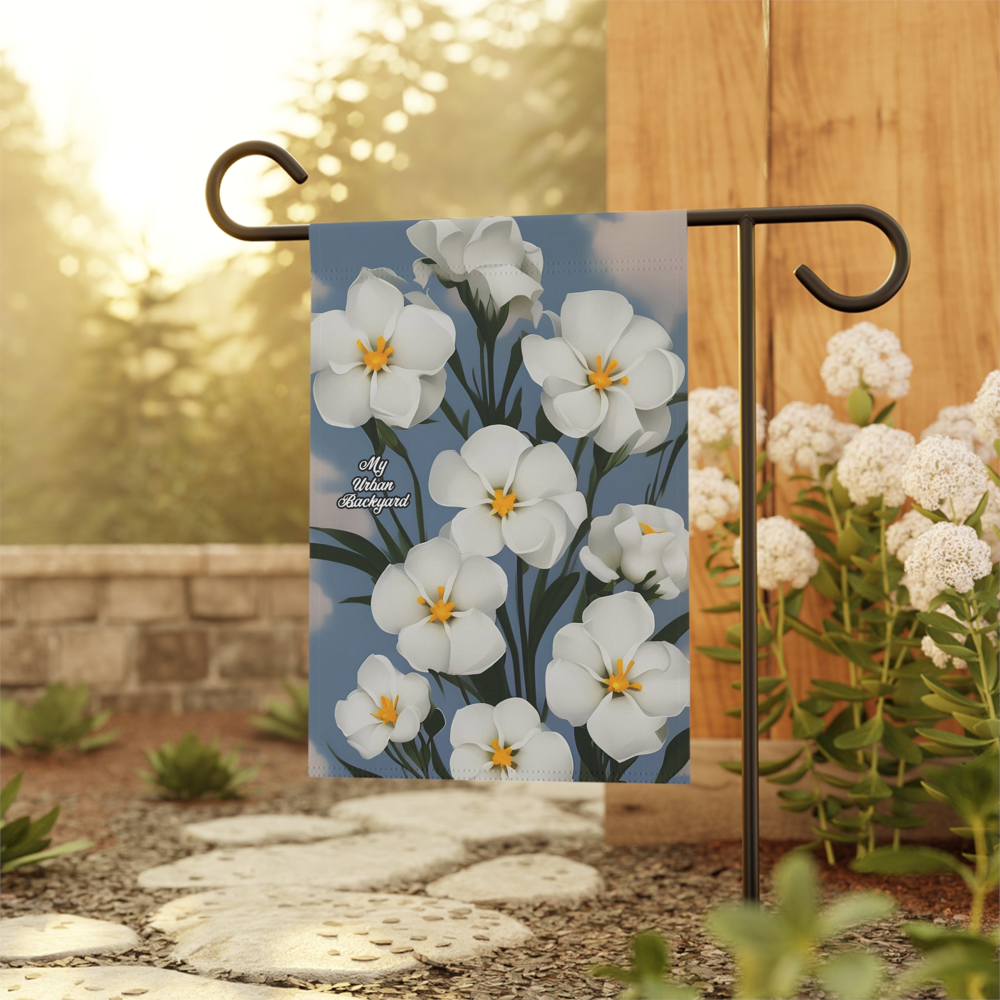 White Flowers, Garden Flag