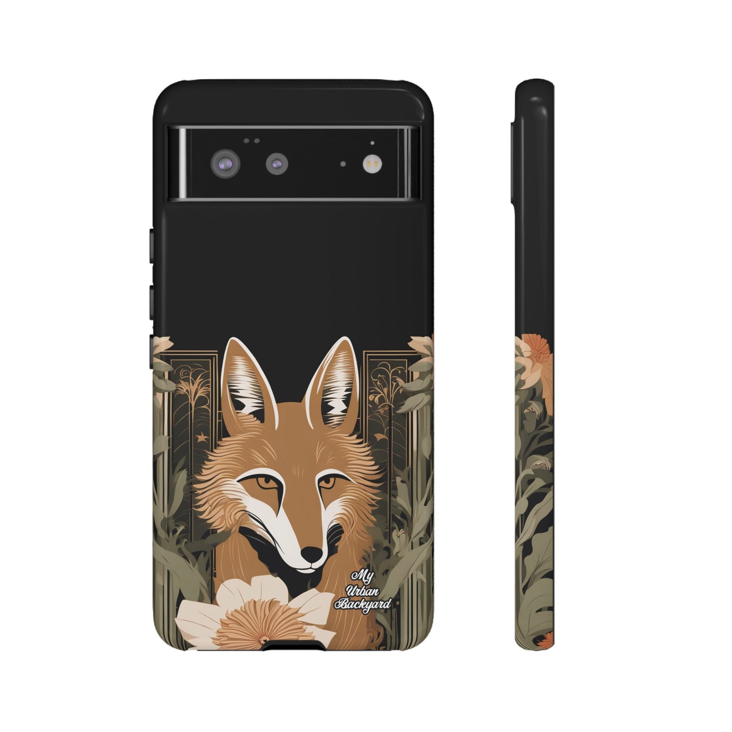 Art Deco Coyote with Flower, Cell Phone Case - Apple, Samsung or Google Pixel