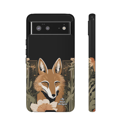 Art Deco Coyote with Flower, Cell Phone Case - Apple, Samsung or Google Pixel