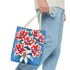 Bouquet of Red White and Blue Flowers Tote Bag with Cotton Handles For Everyday Use, 3 Sizes