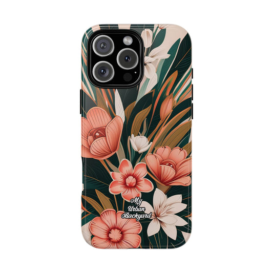 Peach Art Deco Flowers, Cell Phone Case - Apple, Samsung or Google Pixel