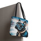 French Bulldog Winter Tote Bag — Snowy Pup All-Over Print Tote
