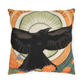 Flying Crow, Terracotta accent color, Throw Pillow
